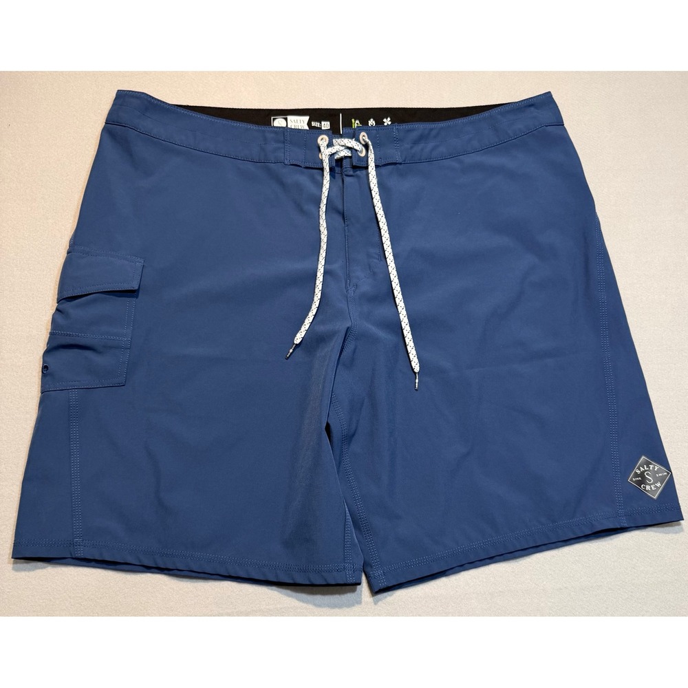 Salty Crew Mens Board Shorts Blue Cargo Quick Dry Stretch Size 40‎